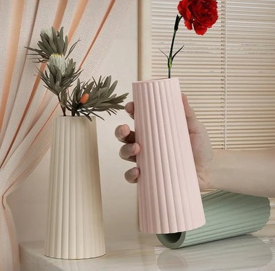 Molde de Silicona florero XL rayas para Cemento, Yeso y Resina – Artesanal