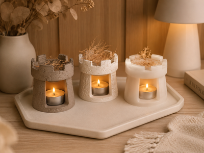 Molde de Silicona hornito castillo para Cemento, Yeso y Resina – velas