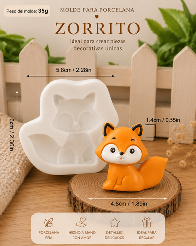 Molde de Silicona zorrito  porcelana  ,Cemento, Yeso y Resina –  velas