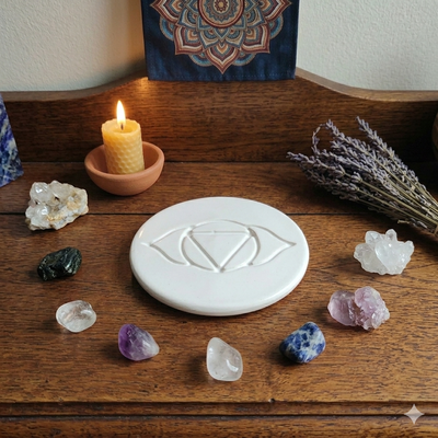 Molde termoformado liviano 403 – Placa chakra tercer ojo – Apto cemento, yeso y resina