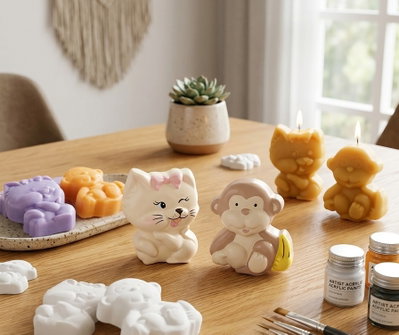 Molde termoformado mono y gato 508– Cemento, Resina, Yeso, Chocolate y Jabones