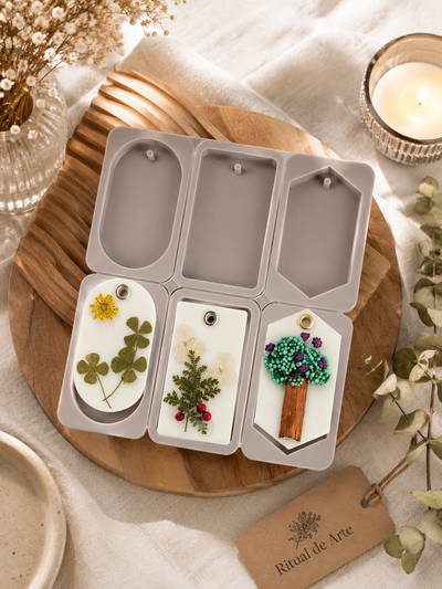 Molde de Silicona  placa tags  para Cemento, Yeso y Resina –  velas