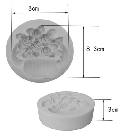 Molde silicona maceta antigua con flores