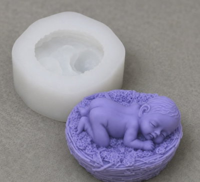 Molde silicona bebe durmiendo grande
