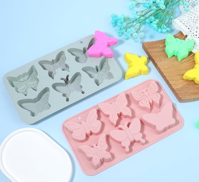 Molde de Silicona placa mariposas  x6