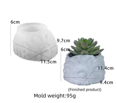 Molde silicona maceta erizo  
