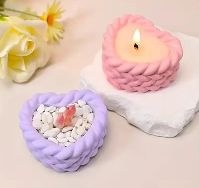 Molde silicona contenedor corazón tejido