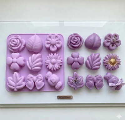 Molde de Silicona placa floral x9