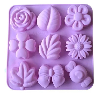 Molde de Silicona placa floral x9
