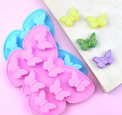 Molde de Silicona placa mariposas  x8