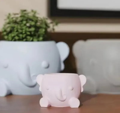Molde silicona mini macetas elefante 