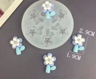 Molde de Silicona mini florcitas tallo 