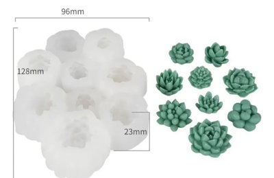 Molde de Silicona suculentas x 9