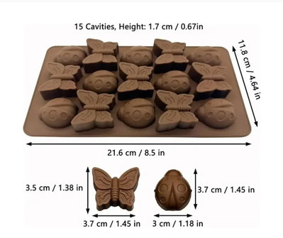 Molde de silicona. Placa mariposa y vaquita