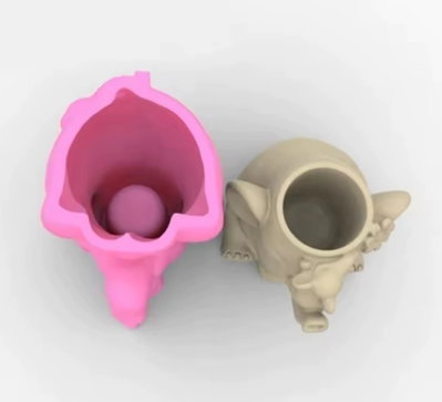 Molde de Silicona florero elefante y bebe