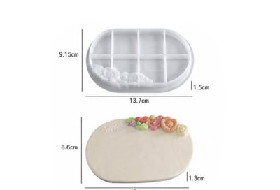 Molde de Silicona bandejita con flores ovalada