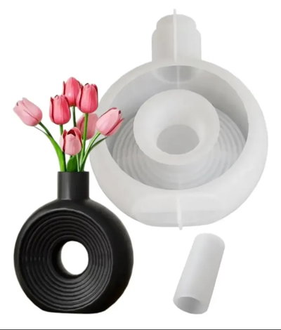 Molde de Silicona florero eldona rayado