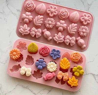 Molde de silicona. Placa flores caramelo