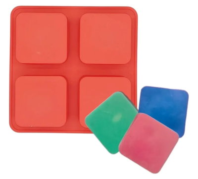 Molde de silicona jabones cuadrados   x 4