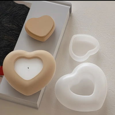 Molde de Silicona contenedor corazón  Cemento, Yeso y Resina –  Artesanal