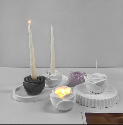 Molde de Silicona contenedor portavela  Cemento, Yeso y Resina –  Artesanal