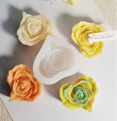Molde de Silicona  rosas corazon para Cemento, Yeso y Resina –  velas