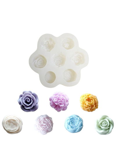 Molde de Silicona flores x 7 7E10 para Cemento, Yeso y Resina –  velas
