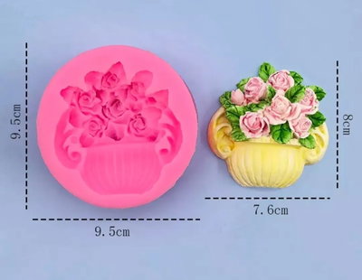Molde de silicona maceta flor – Chocolate, Resina y Yeso