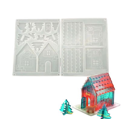 Molde de Silicona casita navidad  para Cemento, Yeso y Resina –  velas
