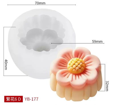 Molde de Silicona  flor  22z8 para Cemento, Yeso y Resina –  velas