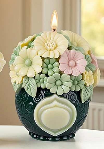 Molde de Silicona florero flores c moño 