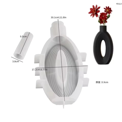 Molde de Silicona florero oval rayado