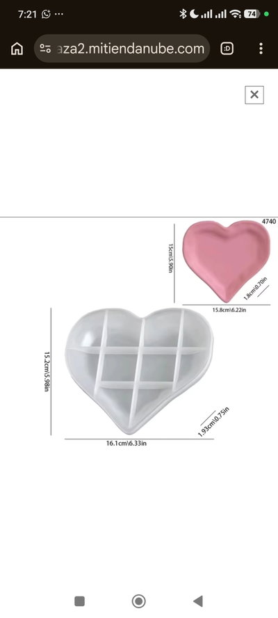 Molde de Silicona bandeja corazón  4249