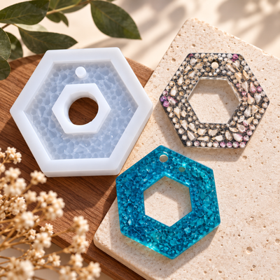 Molde de silicona Tag hexagonal 2  