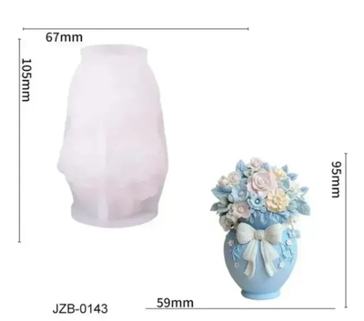 Molde de Silicona florero flores c moño 