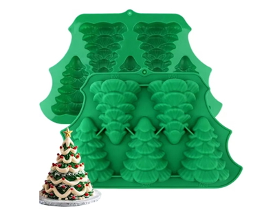 Molde de silicona placa navidad arboles x 5