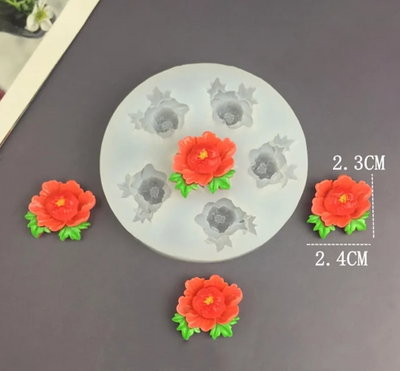 Molde silicona peonias  x 5
