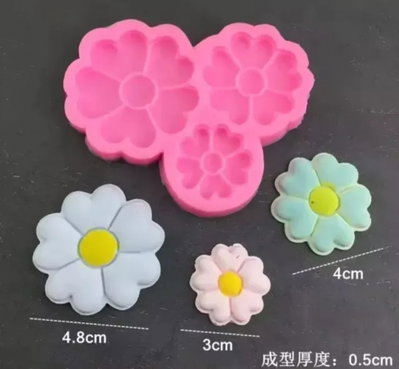 Molde de Silicona Flores x3