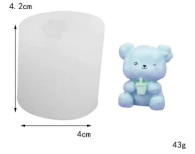Molde silicona osito con vaso 