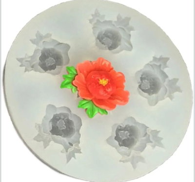 Molde silicona peonias  x 5