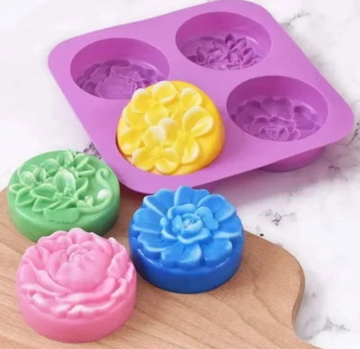 Molde de Silicona placa jabones floral