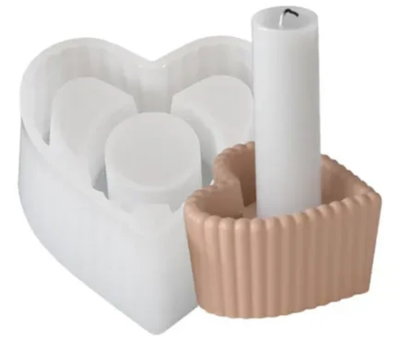 Molde silicona porta vela corazón  rayado