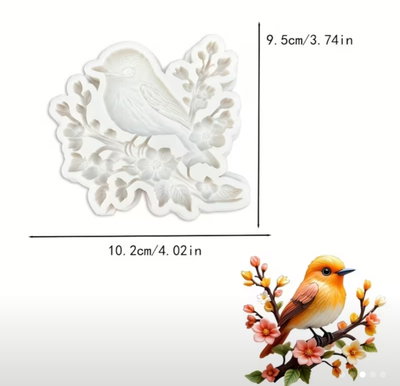 Molde silicona pajarito en rama
