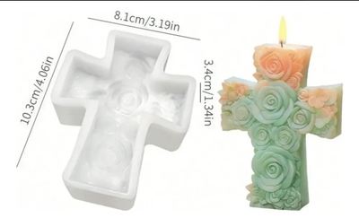 Molde silicona cruz flores