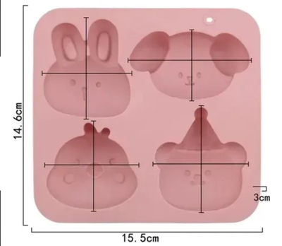 Molde de silicona placa animalitos x 4