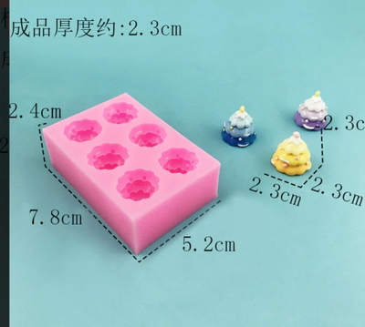 Molde silicona  6 árboles pino MINI 