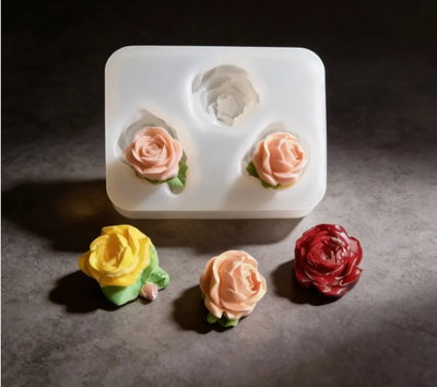 Molde de Silicona rosas  x 3