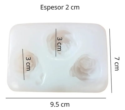 Molde de Silicona rosas  x 3