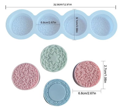 Molde de Silicona placa jabones floral 2
