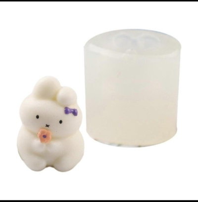Molde silicona conejito con flor